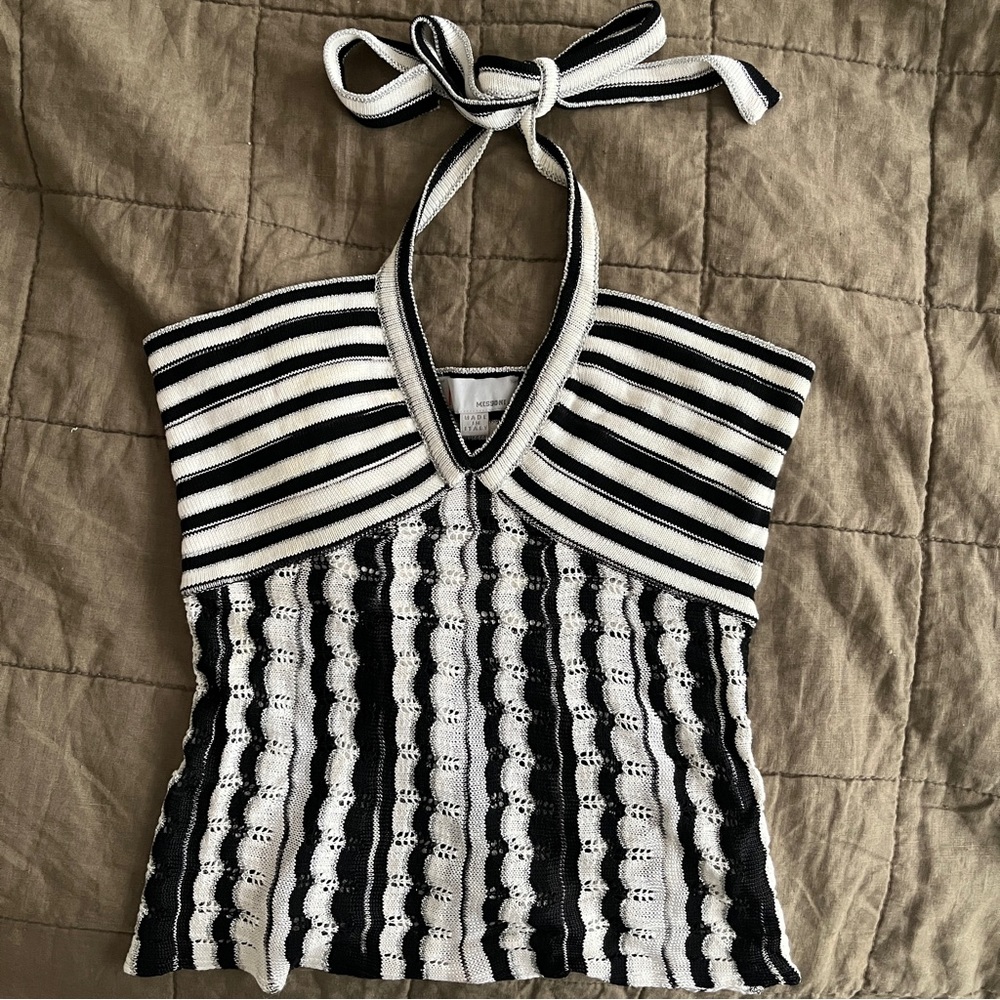 Missoni Black & White Knit Halter Tank